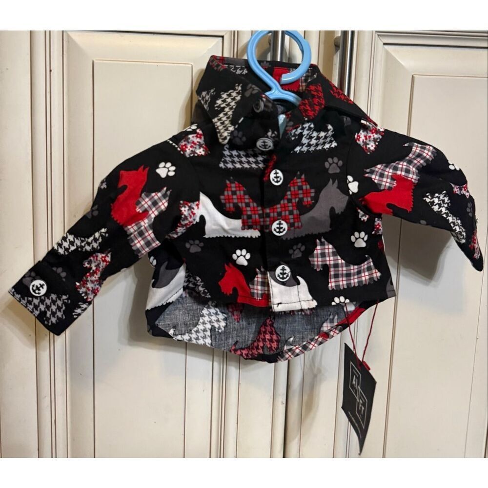 Admiral Frazier Gone To The Dogs Button Down Shirt Red Black XS NWT